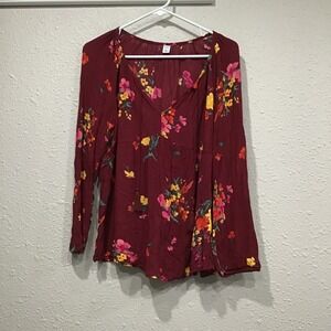 Old Navy Floral Boho Swing Blouse Sz L Babydoll Peasant Top Coquette Cottagecore